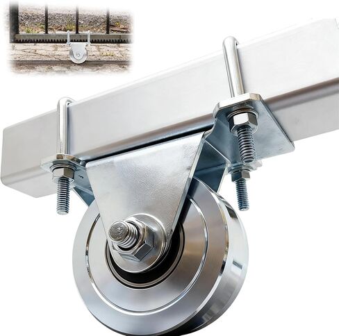 AIWFL 2 Pack 4" V-Groove Slide Gate Wheel Kit, Heavy Duty Steel Dual Bearing Bolted External Mount Bracket with Screws, for 2" Thick Inverted Sliding Rolling Track Gates, 3000 LBS Capacity No Welding in Kuwait