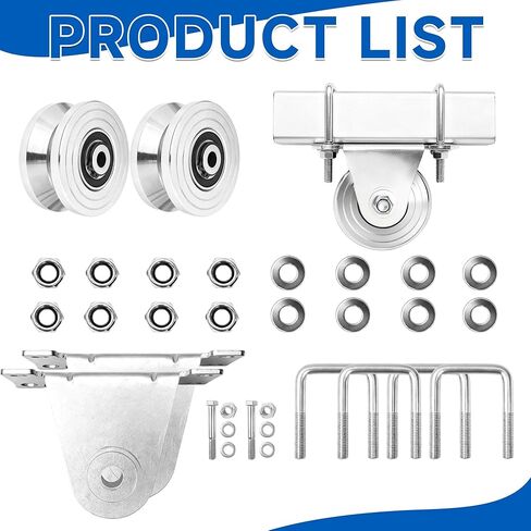 AIWFL 2 Pack 4" V-Groove Slide Gate Wheel Kit, Heavy Duty Steel Dual Bearing Bolted External Mount Bracket with Screws, for 2" Thick Inverted Sliding Rolling Track Gates, 3000 LBS Capacity No Welding in Kuwait