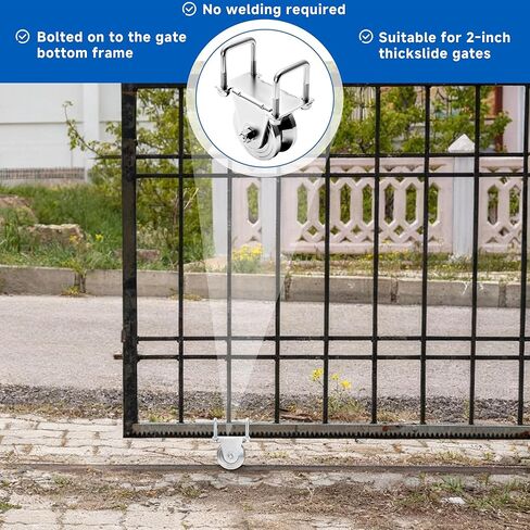 AIWFL 2 Pack 4" V-Groove Slide Gate Wheel Kit, Heavy Duty Steel Dual Bearing Bolted External Mount Bracket with Screws, for 2" Thick Inverted Sliding Rolling Track Gates, 3000 LBS Capacity No Welding in Kuwait