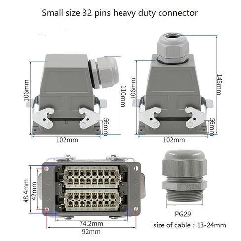HDC-HA-032 Small Size 32 pins Heavy Duty Connector Industrial Aviation Waterproof Socket 250V 10A(32 Core Top Line) in Saudi Arabia