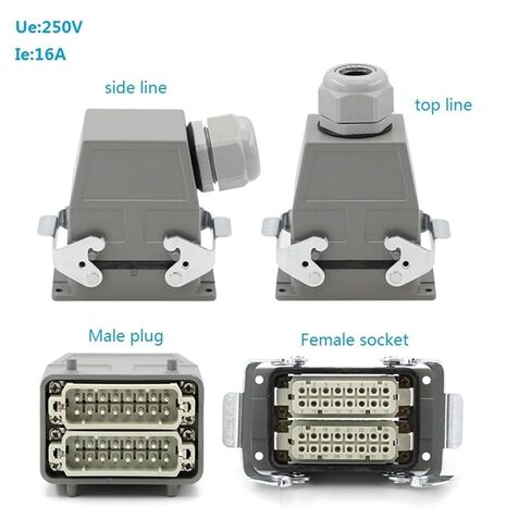 HDC-HA-032 Small Size 32 pins Heavy Duty Connector Industrial Aviation Waterproof Socket 250V 10A(32 Core Top Line) in Saudi Arabia