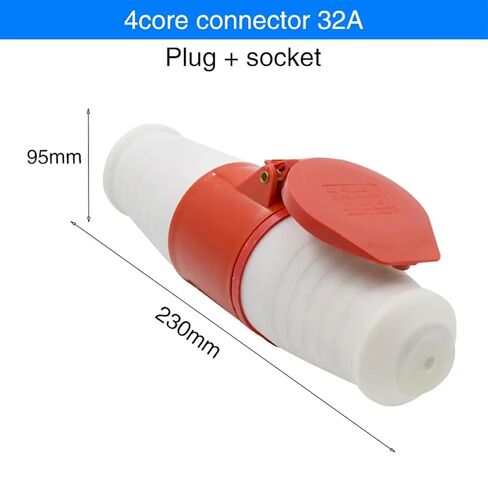 Waterproof Industrial Socket 3 core 4 5 Hole 32A Connector Aviation(4 Core Red) in Saudi Arabia