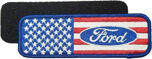 Ford Stars and Stripes Logo Patch 4.5 بوصة × 1.5 بوصة | رقعة ختم الحرارة للملابس ، سترة جان ، حقيبة ظهر سوداء ، قبعة ، سترات ، وأكثر من ذلك in Kuwait