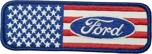 Ford Stars and Stripes Logo Patch 4.5 بوصة × 1.5 بوصة | رقعة ختم الحرارة للملابس ، سترة جان ، حقيبة ظهر سوداء ، قبعة ، سترات ، وأكثر من ذلك in Saudi Arabia