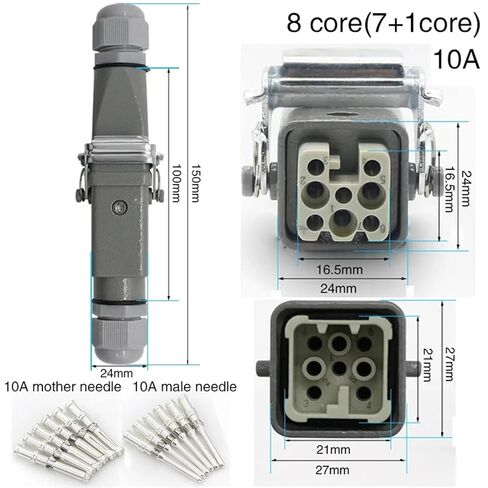 HDC-HA-5 Heavy Duty Connector 4/5/6/8 Core Pins Aviation Industry Waterproof Sand Proof Socket 250V 10A/16A(8core) in Saudi Arabia
