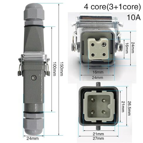 HDC-HA-5 Heavy Duty Connector 4/5/6/8 Core Pins Aviation Industry Waterproof Sand Proof Socket 250V 10A/16A(8core) in Saudi Arabia