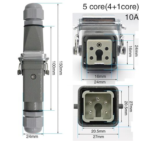 HDC-HA-5 Heavy Duty Connector 4/5/6/8 Core Pins Aviation Industry Waterproof Sand Proof Socket 250V 10A/16A(8core) in Saudi Arabia