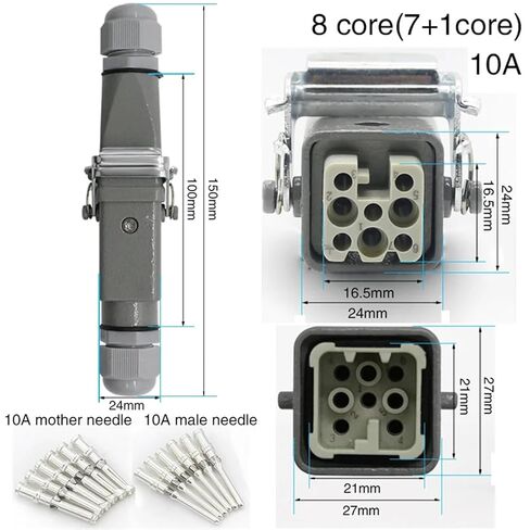 HDC-HA-5 Heavy Duty Connector 4/5/6/8 Core Pins Aviation Industry Waterproof Sand Proof Socket 250V 10A/16A(8core) in Saudi Arabia