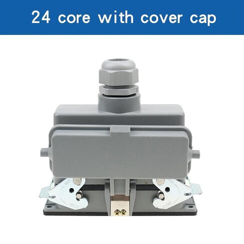 HDC-HE-024 Rectangular Heavy Duty Connector 24 Pins Industrial Aviation Waterproof Plug Socket with Protective Cover 500V 16A(24 Core Top Outgoing) in Saudi Arabia