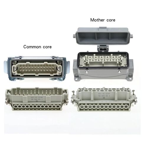 HDC-HE-024 Rectangular Heavy Duty Connector 24 Pins Industrial Aviation Waterproof Plug Socket with Protective Cover 500V 16A(24 Core Top Outgoing) in Saudi Arabia