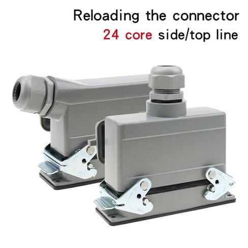 HDC-HE-024 Rectangular Heavy Duty Connector 24 Pins Industrial Aviation Waterproof Plug Socket with Protective Cover 500V 16A(24 Core Top Outgoing) in Saudi Arabia