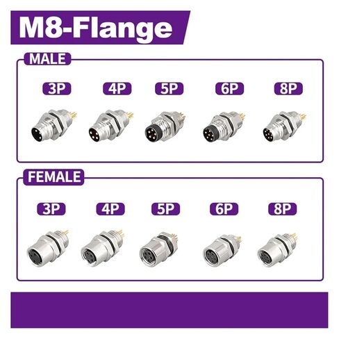 5 PCS M8 Sensor Connector Flange - Waterproof Aviation Plug & Socket 3/4/5/6/8 Pin Male & Female Proximity Switch Seat in Saudi Arabia