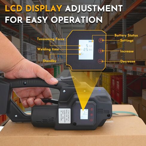 أداة ربط كهربائية لاسلكية لأشرطة PP/PET، شد قابل للتعديل 3500N، آلة ربط محمولة تعمل بالبطارية المزدوجة للكرتون والمنصات والتعبئة الصناعية in Kuwait