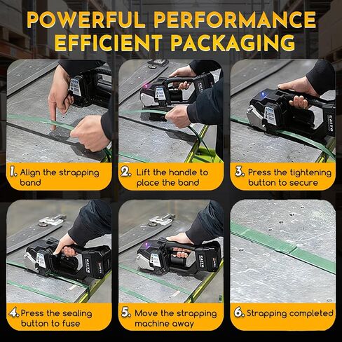 أداة ربط كهربائية لاسلكية لأشرطة PP/PET، شد قابل للتعديل 3500N، آلة ربط محمولة تعمل بالبطارية المزدوجة للكرتون والمنصات والتعبئة الصناعية in Kuwait