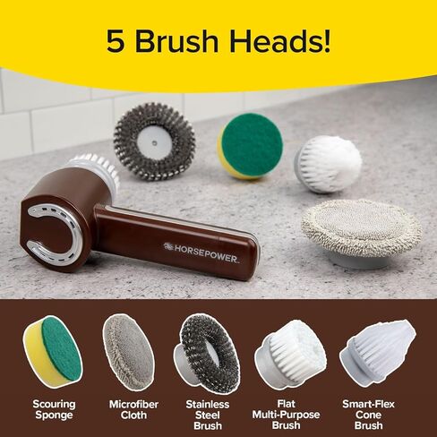 Horsepower Scrubber Complete 5-pack of Durable Premium Replacement Heads for Electric Spin Scrubber, AS SEEN ON TV in Kuwait