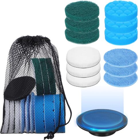 12Pcs Brush Heads Set, Cordless Electric Spin Scrubber Replaceable Brush Heads, Cordless Buffing Bonnet Pad for Household Cleaning Brushes, Bathroom, Floor, Tile, Car in Kuwait