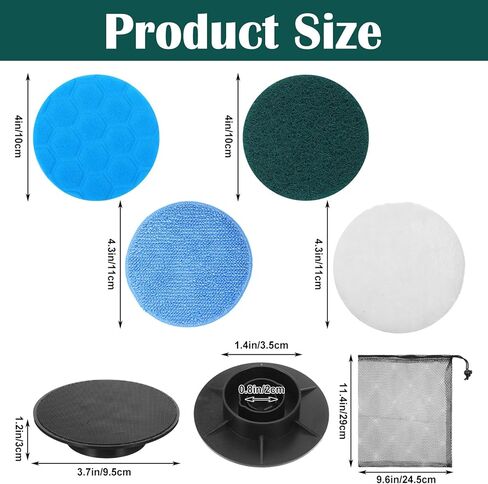 12Pcs Brush Heads Set, Cordless Electric Spin Scrubber Replaceable Brush Heads, Cordless Buffing Bonnet Pad for Household Cleaning Brushes, Bathroom, Floor, Tile, Car in Kuwait