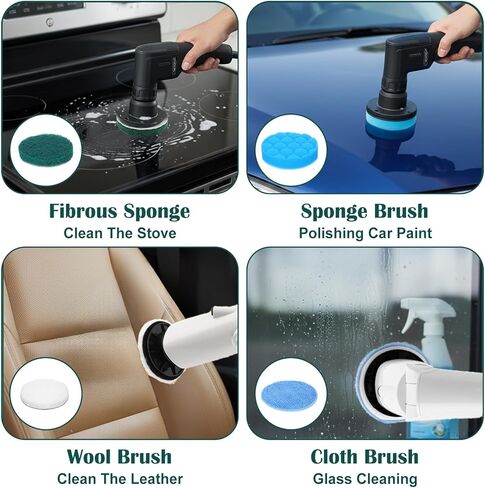 12Pcs Brush Heads Set, Cordless Electric Spin Scrubber Replaceable Brush Heads, Cordless Buffing Bonnet Pad for Household Cleaning Brushes, Bathroom, Floor, Tile, Car in Kuwait