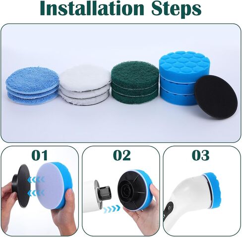 12Pcs Brush Heads Set, Cordless Electric Spin Scrubber Replaceable Brush Heads, Cordless Buffing Bonnet Pad for Household Cleaning Brushes, Bathroom, Floor, Tile, Car in Kuwait