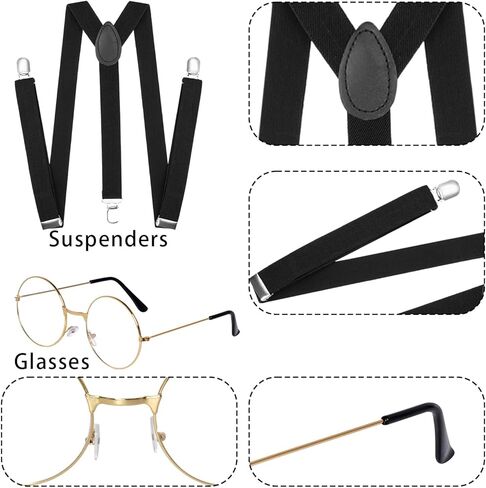 7 PCS Adult 100 Days of School Men Costume, 100 Days of School Man Costume for Halloween Grandpa Costume 1920s Old Man Dress Up Outfit Accessories in Kuwait