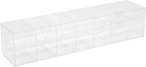 Transparent Acrylic Label Dispenser and Sticker Roll Holder with 7 Compartments for Dust Organizational Use in Offices, Homes, and Schools in Saudi Arabia