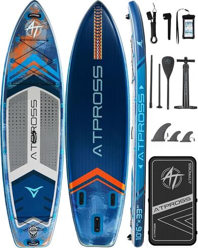 10'6''x33''Inflatable Stand Up Paddle Board, 400lbs Extra Wide Blow Up Paddle Board with Kayak Seat, Premium SUP Accessories Kit & Backpack, Non-Slip Stable Deck Boat for Yoga Fishing Surf in Saudi Arabia