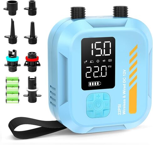 Electric Paddle Board Pump Portable, 22 PSI Rechargeable Electric SUP Air Pump, Intelligent Dual Stage Inflation & Deflation, Auto-Off, for Paddle Boards, Kayak, Kite, Tent in Saudi Arabia
