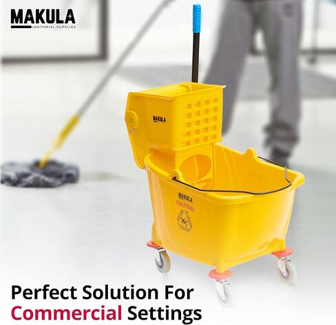 Makula Commercial Mop Bucket with Wringer, 36 Qt Heavy Duty Janitor Mop Bucket with Wheels, Side Press Wringer Combo, Industrial Cleaning Bucket for Restaurants, Schools & Commercial Floors in Saudi Arabia