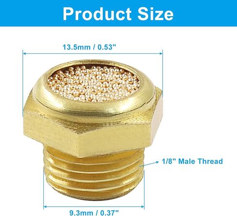 Brass Pneumatic Exhaust Mufflers, 3 Pack Sintered Bronze Air Muffler Silencer with 1/8" Male Thread, Industrial Noise Reduction Fittings for Air Tools and Valves in Saudi Arabia