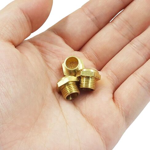Brass Pneumatic Exhaust Mufflers, 3 Pack Sintered Bronze Air Muffler Silencer with 1/8" Male Thread, Industrial Noise Reduction Fittings for Air Tools and Valves in Saudi Arabia