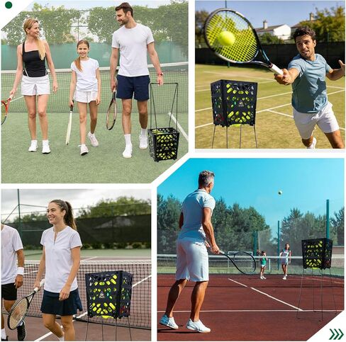 Tennis Ball Basket Tennis Ball Hopper with Wheels | 60 Balls Capacity Lightweight Collector | No-Bend Hands-Free Ball Retrieval Tool for Training & Court Use in Kuwait