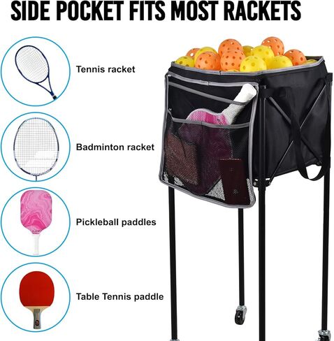 Portable Pickleball & Tennis Ball Hopper - Pickleball Collector Retriever Basket Carrier Gatherer Picker Container for Picking and Storage Training Tool for Ball in Kuwait