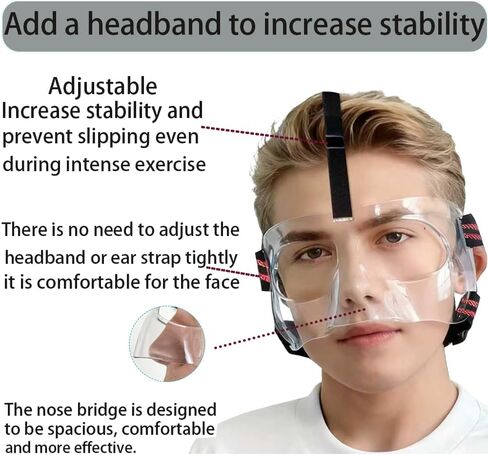 Nose Shield Protective Mask for Basketball and Football Sports Adjustable Mask with Foam Padding for Men and Women Black in Saudi Arabia
