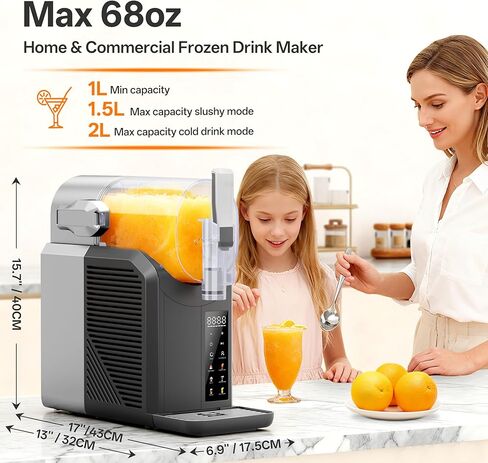 آلة سلاشي، صانعة المشروبات المجمدة سعة 2 لتر/68 أونصة وآلة مارجريتا مع 6 إعدادات مسبقة وشاشة LED، لا حاجة إلى آلة سلاشي للمنزل والحفلات in Kuwait