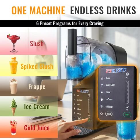 آلة صنع سلاشي 85 أونصة للمنزل، آلات سلاشي لا تحتاج إلى ثلج مع 5 إعدادات مسبقة، تنظيف تلقائي، مارغريتا مجمدة، كوكتيلات، فرابيه، عصائر، ميلك شيك، هدايا حفلات الصيف in Kuwait