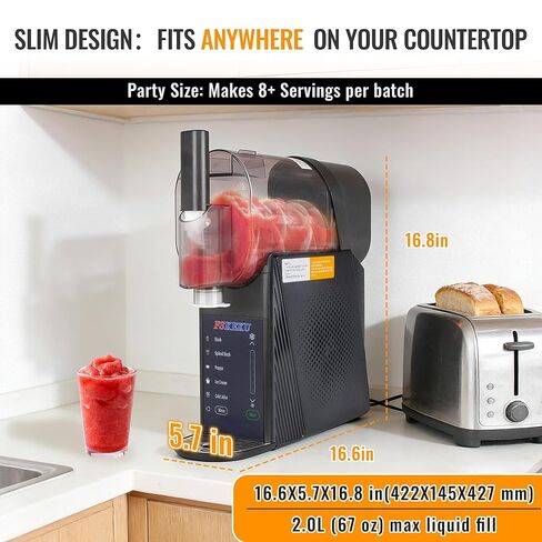 آلة صنع سلاشي 85 أونصة للمنزل، آلات سلاشي لا تحتاج إلى ثلج مع 5 إعدادات مسبقة، تنظيف تلقائي، مارغريتا مجمدة، كوكتيلات، فرابيه، عصائر، ميلك شيك، هدايا حفلات الصيف in Kuwait