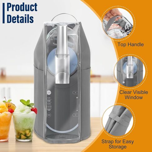 غطاء غبار آلة Slushie لصانع المشروبات المجمدة Ninja Slushie، غطاء غطاء آلة Slushie سميك مقاوم للماء مع نافذة مرئية وجيوب متعددة، متوافق مع Ninja SLUSHI FS299/FS301C/FS30 (رمادي) in Kuwait