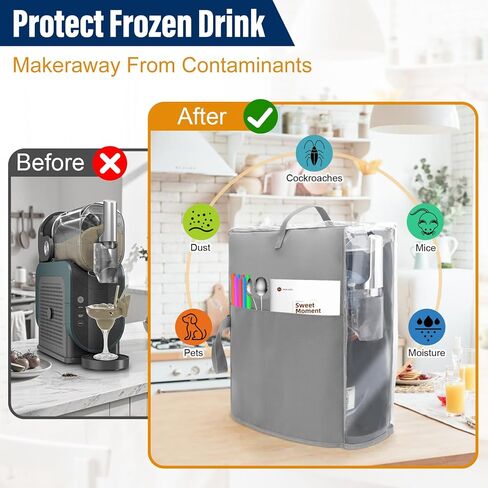 غطاء غبار آلة Slushie لصانع المشروبات المجمدة Ninja Slushie، غطاء غطاء آلة Slushie سميك مقاوم للماء مع نافذة مرئية وجيوب متعددة، متوافق مع Ninja SLUSHI FS299/FS301C/FS30 (رمادي) in Kuwait