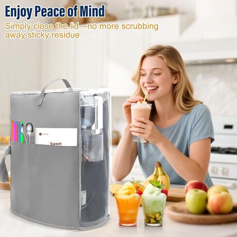 غطاء غبار آلة Slushie لصانع المشروبات المجمدة Ninja Slushie، غطاء غطاء آلة Slushie سميك مقاوم للماء مع نافذة مرئية وجيوب متعددة، متوافق مع Ninja SLUSHI FS299/FS301C/FS30 (رمادي) in Kuwait