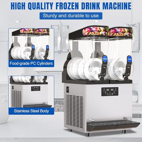 XPW Commercial Slushy Machine 110V 1000W 30L Tanks Commercial Slushie Machine 304 Stainless Steel Margarita Maker Efficient Cooling Slush Maker Perfect for Bar Cafe Restaurant in Saudi Arabia