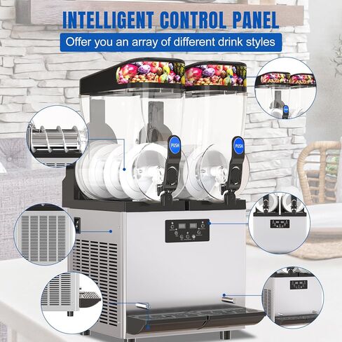XPW Commercial Slushy Machine 110V 1000W 30L Tanks Commercial Slushie Machine 304 Stainless Steel Margarita Maker Efficient Cooling Slush Maker Perfect for Bar Cafe Restaurant in Saudi Arabia
