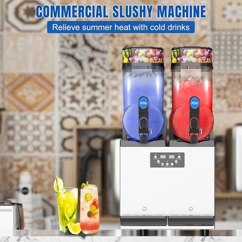 XPW Commercial Slushy Machine 110V 1000W 30L Tanks Commercial Slushie Machine 304 Stainless Steel Margarita Maker Efficient Cooling Slush Maker Perfect for Bar Cafe Restaurant in Saudi Arabia