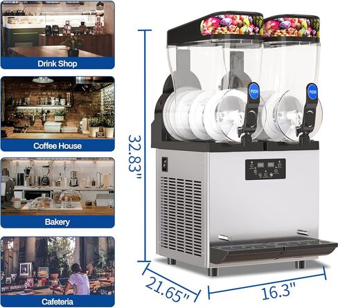 XPW Commercial Slushy Machine 110V 1000W 30L Tanks Commercial Slushie Machine 304 Stainless Steel Margarita Maker Efficient Cooling Slush Maker Perfect for Bar Cafe Restaurant in Saudi Arabia