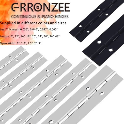 Heavy Duty Piano Hinge 48 Inch Long x 1.2 Inch Open Width Stainless Steel Black Continuous Hinge for Cabinet, Door, DIY Wood Boxes, 0.047" Leaf Thickness in Kuwait