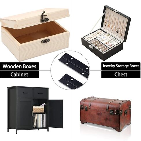 Heavy Duty Piano Hinge 48 Inch Long x 1.2 Inch Open Width Stainless Steel Black Continuous Hinge for Cabinet, Door, DIY Wood Boxes, 0.047" Leaf Thickness in Kuwait