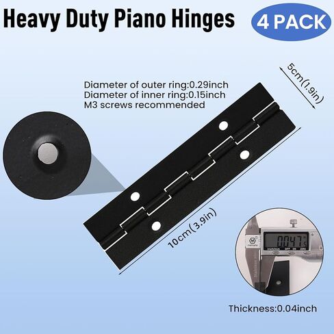4 قطع من مفصلات البيانو شديدة التحمل مقاس 4 بوصات، ومفصلات بيانو مستمرة من الفولاذ المقاوم للصدأ باللون الأسود، وعرض مفتوح مقاس 2 بوصة، لحالات باب الخزانة، وصناديق تخزين أدوات الأثاث الخشبي مع 16 قطعة من البراغي in Kuwait