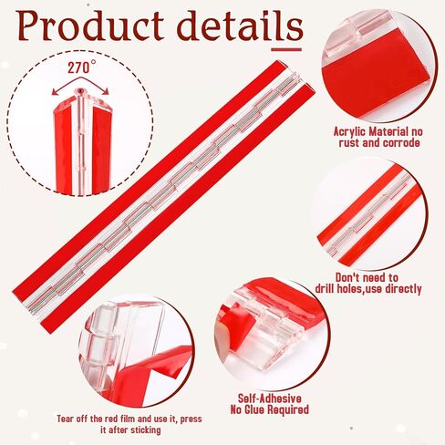Piano Hinge 12 Inch Plastic Hinges Self-Adhesive Acrylic, 300mm Continuous Hinge Clear Continuous Hinges Folding-Hinge Tools for Aquarium Lid Cabinet Box DIY Display Crafts, Stainless Steel Shaft in Saudi Arabia