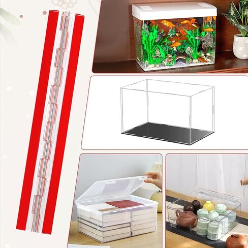 Piano Hinge 12 Inch Plastic Hinges Self-Adhesive Acrylic, 300mm Continuous Hinge Clear Continuous Hinges Folding-Hinge Tools for Aquarium Lid Cabinet Box DIY Display Crafts, Stainless Steel Shaft in Saudi Arabia