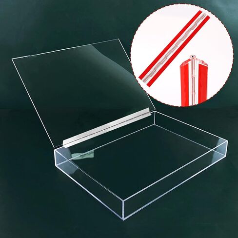 Piano Hinge 12 Inch Plastic Hinges Self-Adhesive Acrylic, 300mm Continuous Hinge Clear Continuous Hinges Folding-Hinge Tools for Aquarium Lid Cabinet Box DIY Display Crafts, Stainless Steel Shaft in Saudi Arabia