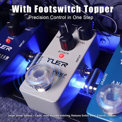 YUER دواسة ضاغط جيتار/باس ميني داينا تأثير ضغط دواسة للجيتار الكهربائي شركات تناظرية سهلة الاستخدام حافظة ألومنيوم تجاوز حقيقية مع غطاء مفتاح القدم in Kuwait